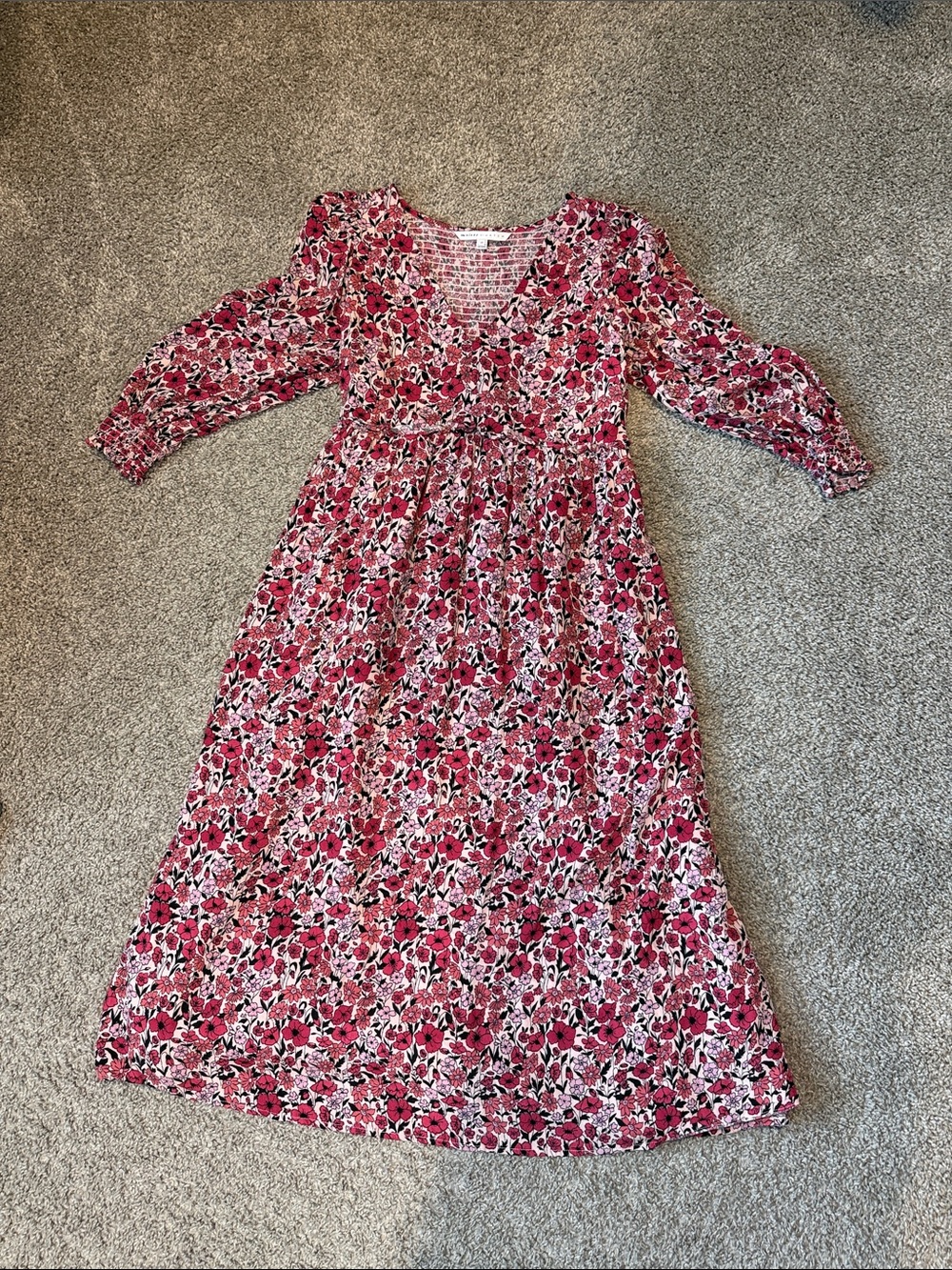 The Nines by HATCH Pink Floral Midi Dress